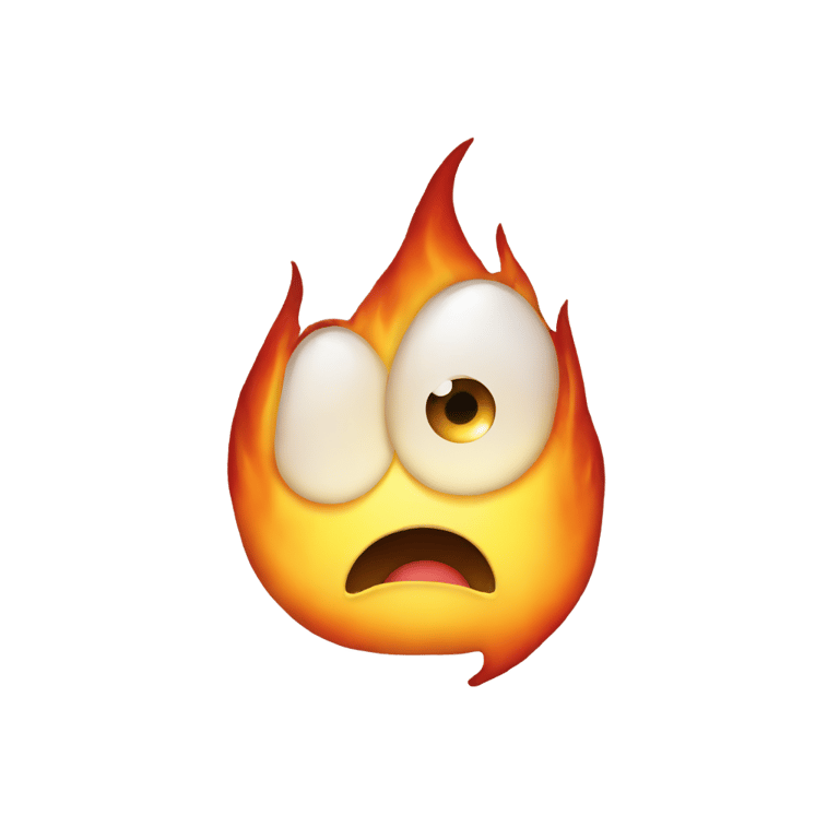 genmoji : A flame with two eyes and a mouth