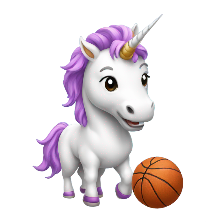 genmoji : Licorne jouant au basket-ball