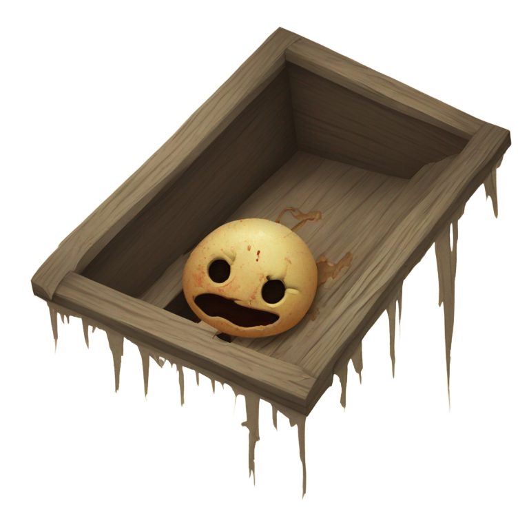 genmoji: The scribbled mutilated decapitated rotting corpse in the attic