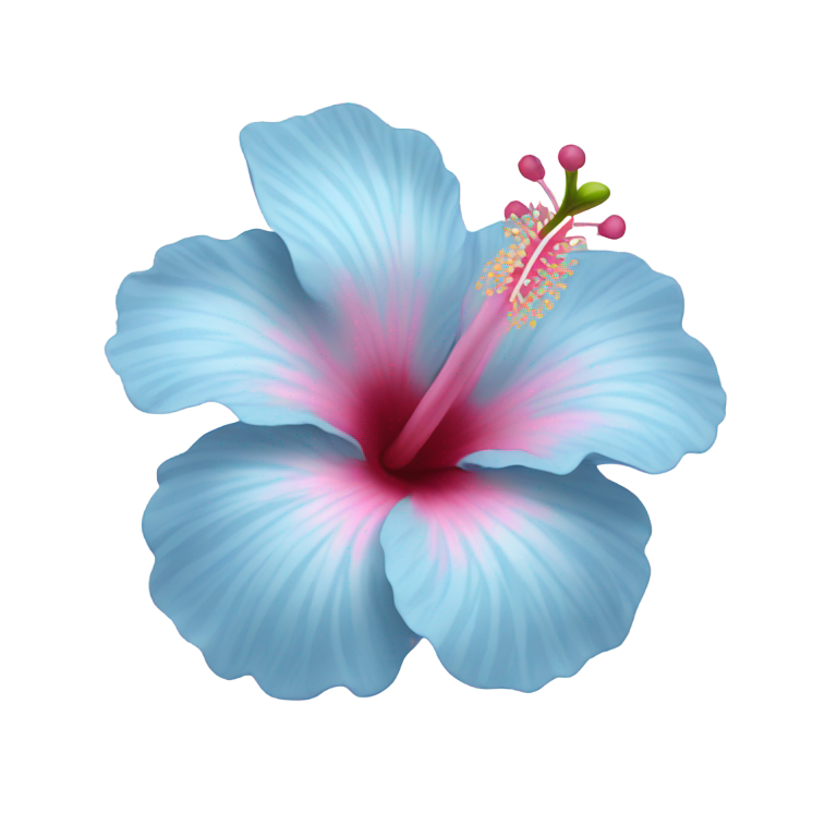 genmoji：巨大的淡蓝色和淡粉色木槿花