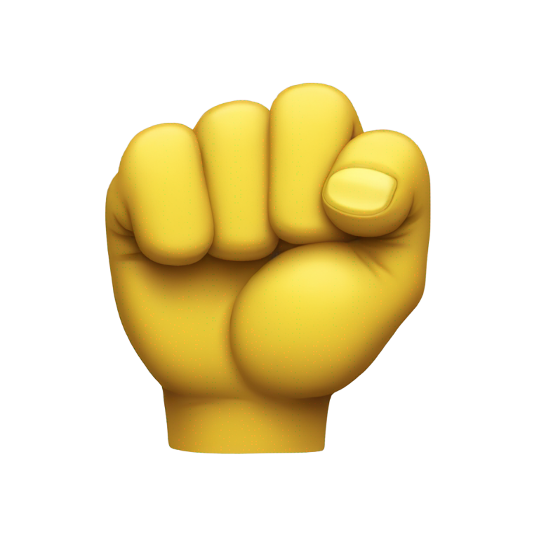 genmoji : Poing fermé horizontal jaune avec 4 doigts fermés et le pouce sorti vers la droite