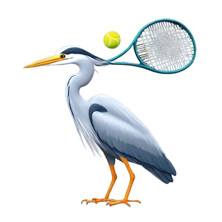 絵文字：ヘロン鳥がテニスをする