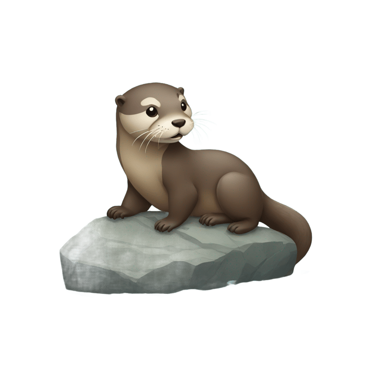 絵文字：An otter with a rock