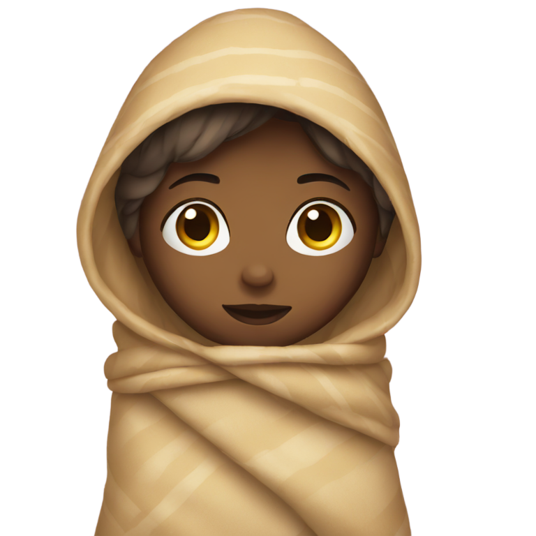 genmoji : Fille enveloppée dans une couverture