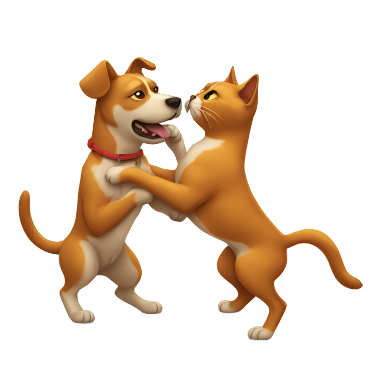 genmoji: Dog and cat fighting
