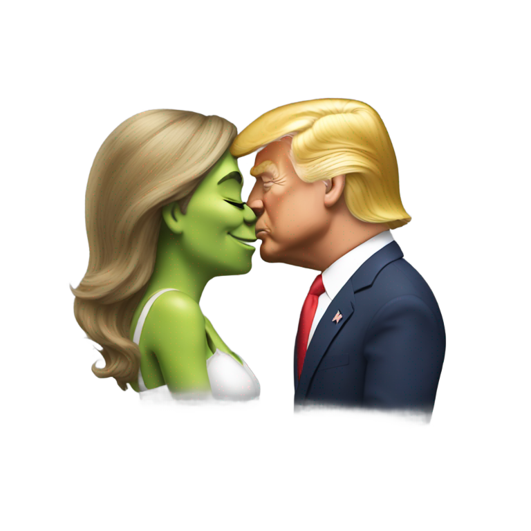 絵文字：シュレックがドナルド・トランプにキス