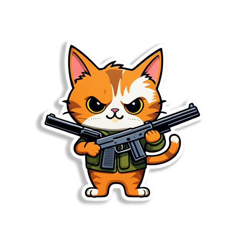 genmoji：一只带枪的猫