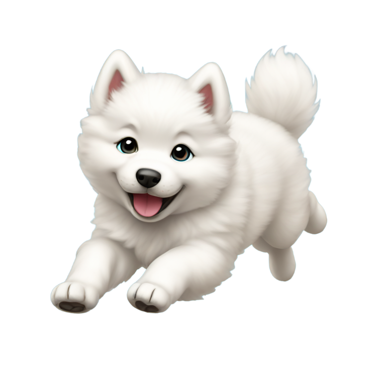 genmoji：可爱的萨摩耶小狗在奔跑