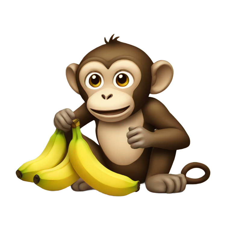 genmoji : Singe mangeant des bananes