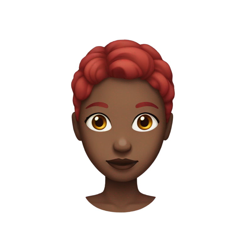 genmoji：黑皮肤女孩，中长深红色头发，黑色眼睛