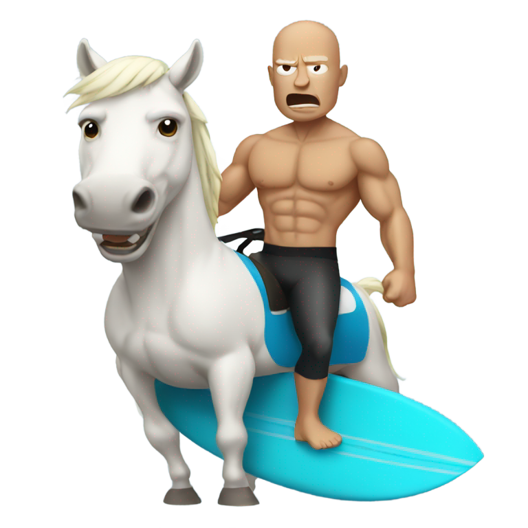 genmoji：光头愤怒的马身冲浪者