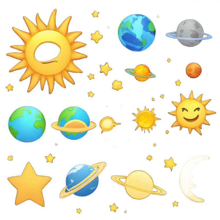 genmoji : ☀️☄️🌙🌠🌌🌍🌎🌏🪐