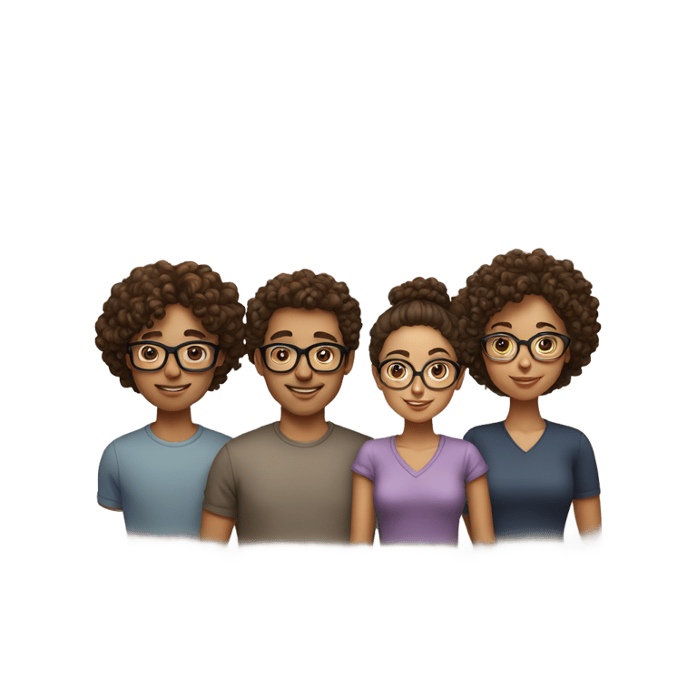 genmoji：A couple with a curly haired young man and a brown haired girl with glasses.