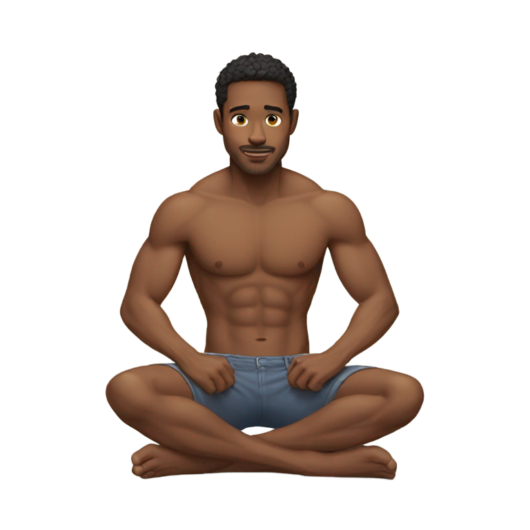 genmoji : Shirtless man kneeling