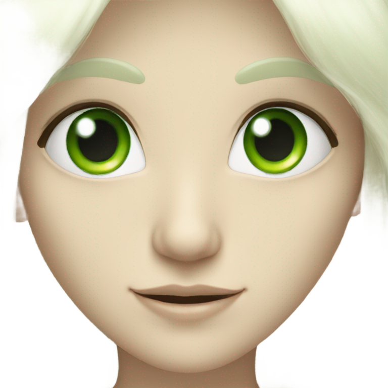 genmoji: Pale Elf with green eyes and long white hair