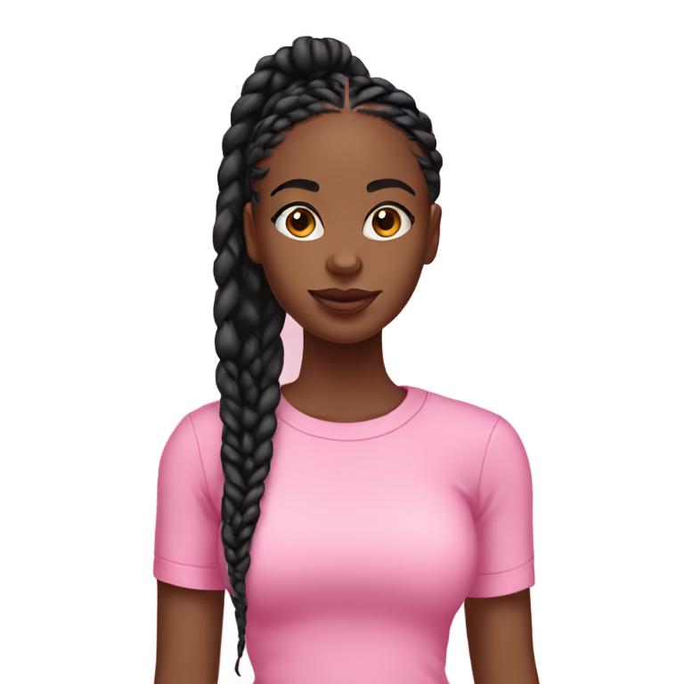 genmoji: Black girl with black box braids in tight pink shirt