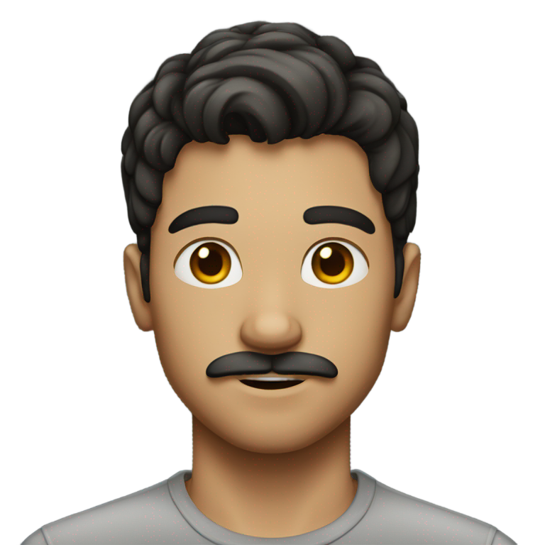 genmoji：留着小胡子和黑发的年轻人