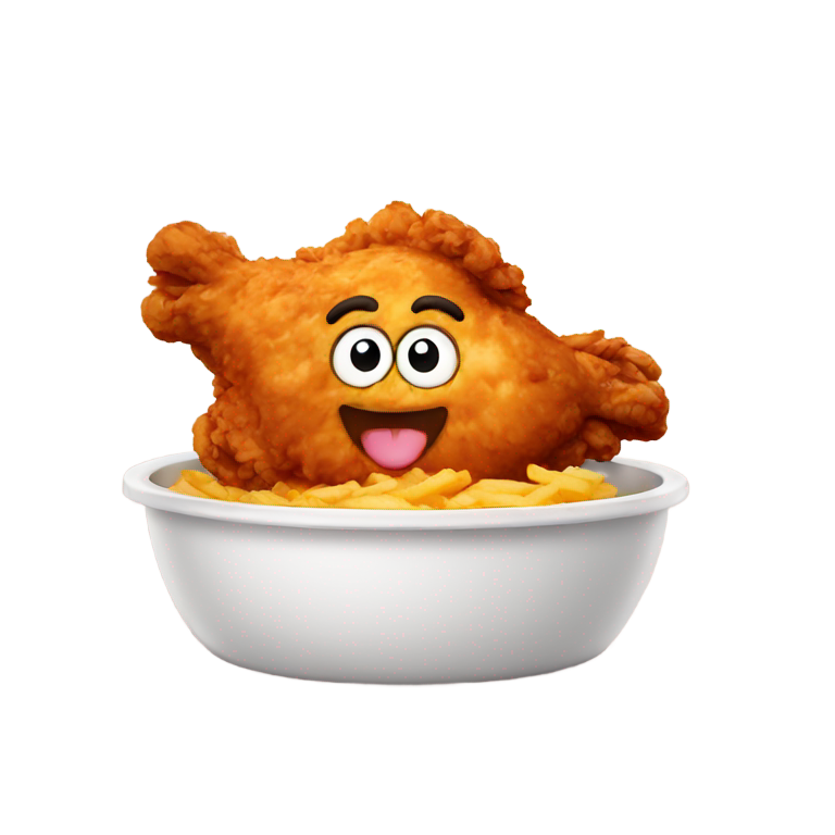 genmoji : Poulet frit avec visage souriant