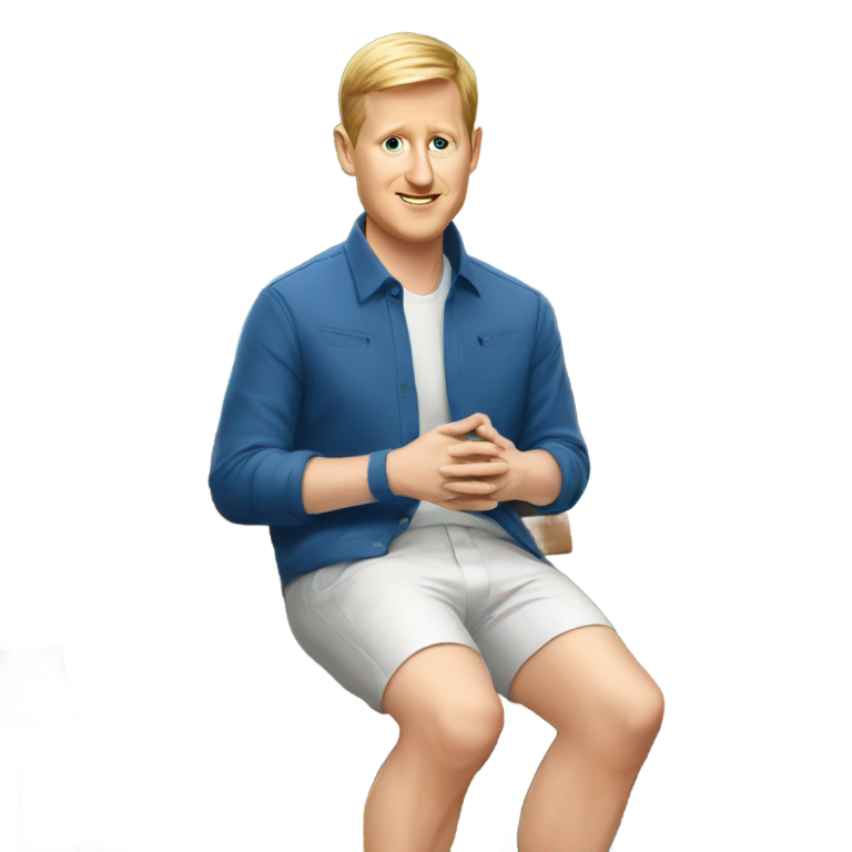 genmoji：肯·詹宁斯穿着白色短裤坐在长凳上