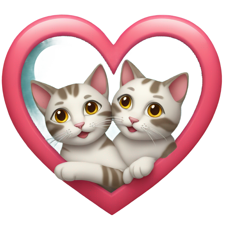genmoji：两只相恋的猫咪，上方有心形