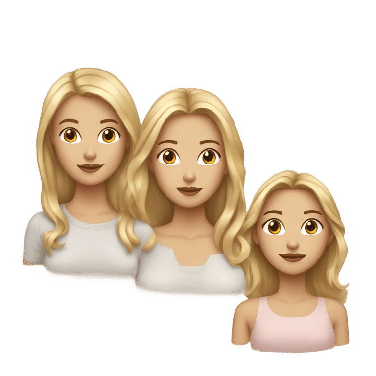 絵文字：3 female friends with light skin one with blond hair and 2 with brown hair