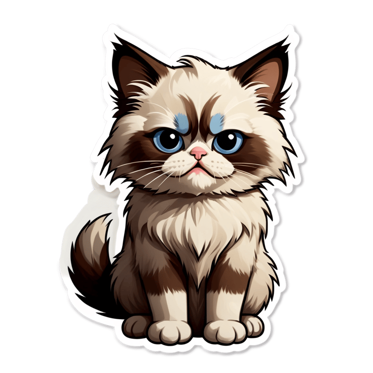genmoji : Chaton Ragdoll grognon