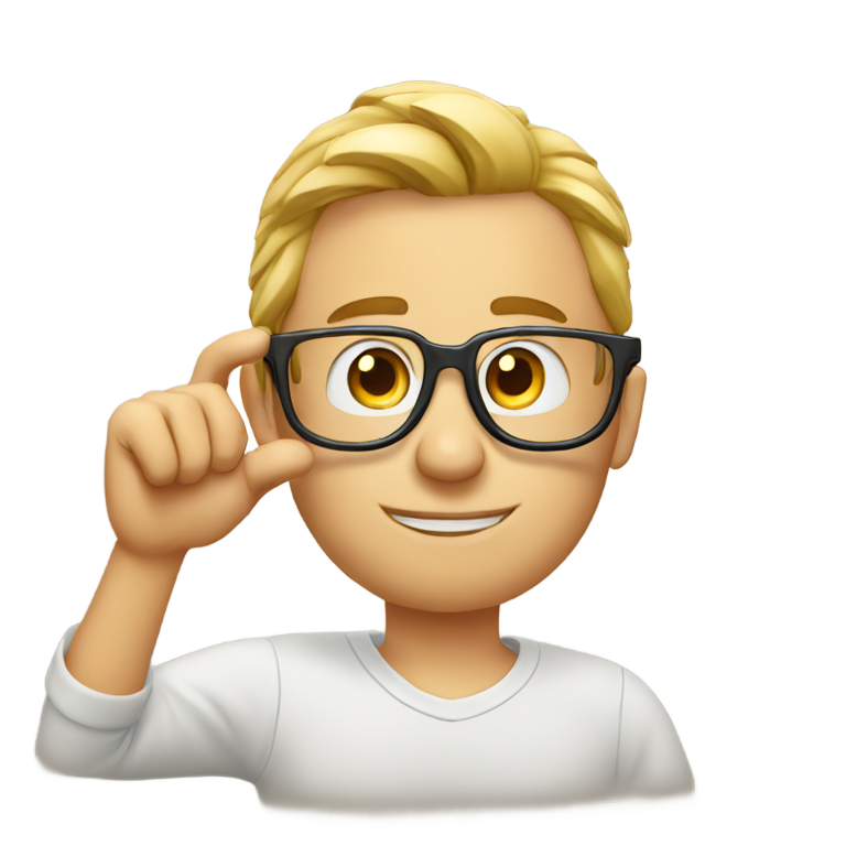 genmoji: The nerd emoji using a finger to push up his glasses