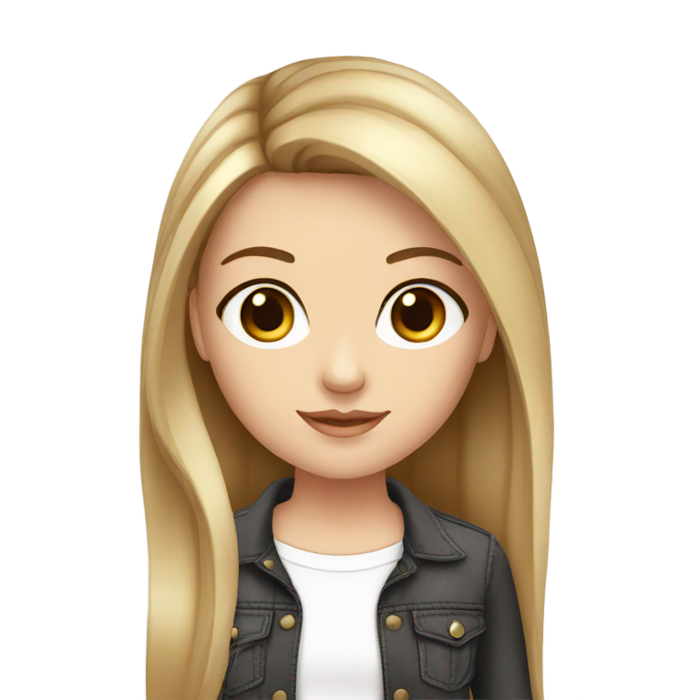 絵文字：White Girl... Hair black brown... Eyes brown ligh