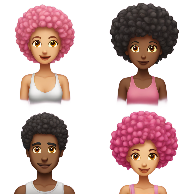 genmoji：混血男孩与非洲发型和粉发女孩做爱