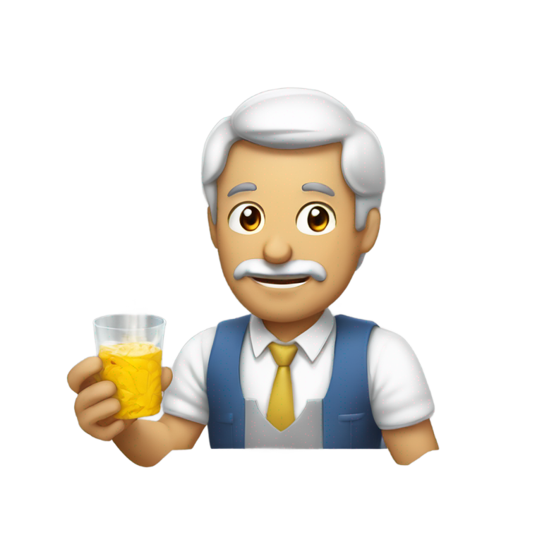 絵文字：アドルフォが蒸しインゲンを食べる