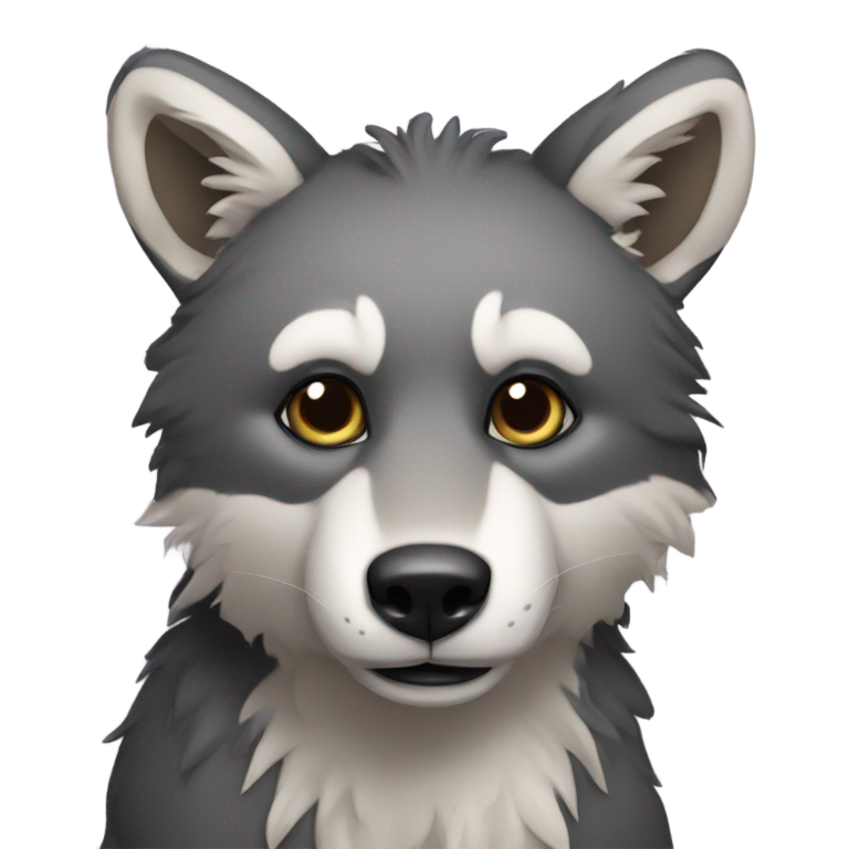 genmoji : Ours-chacal noir et blanc, un poilu