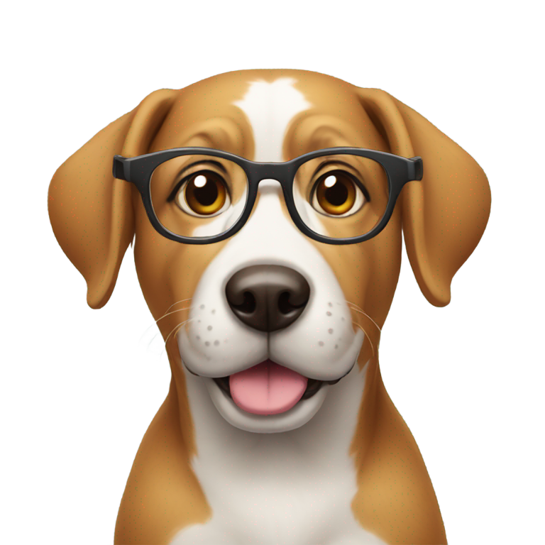 genmoji : Un chien intelligent avec des lunettes de lecture