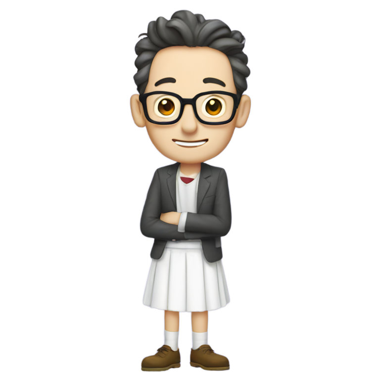 genmoji : Tom Kenny portant sa jupe blanche
