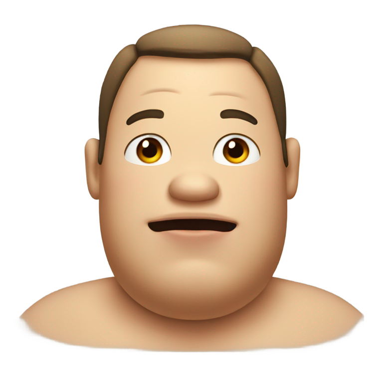 genmoji: Fat guy with tongue out with no shirt