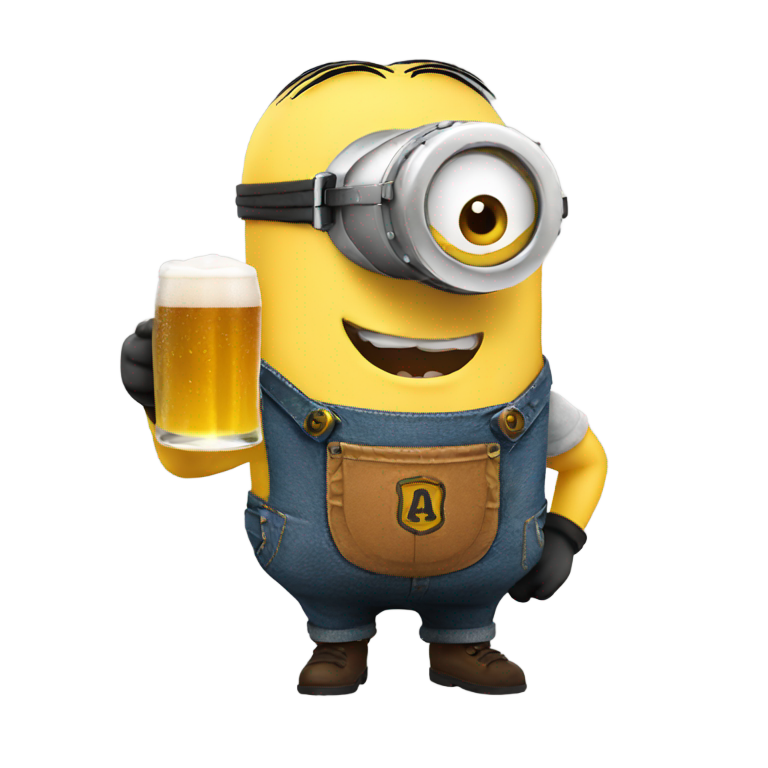絵文字：ミニオンがビールを飲んでいる