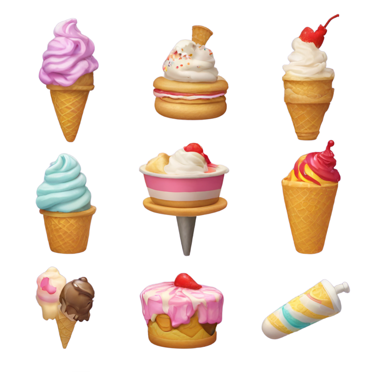 genmoji: 🎠 🔥 🐁 💈 🍨 🍦