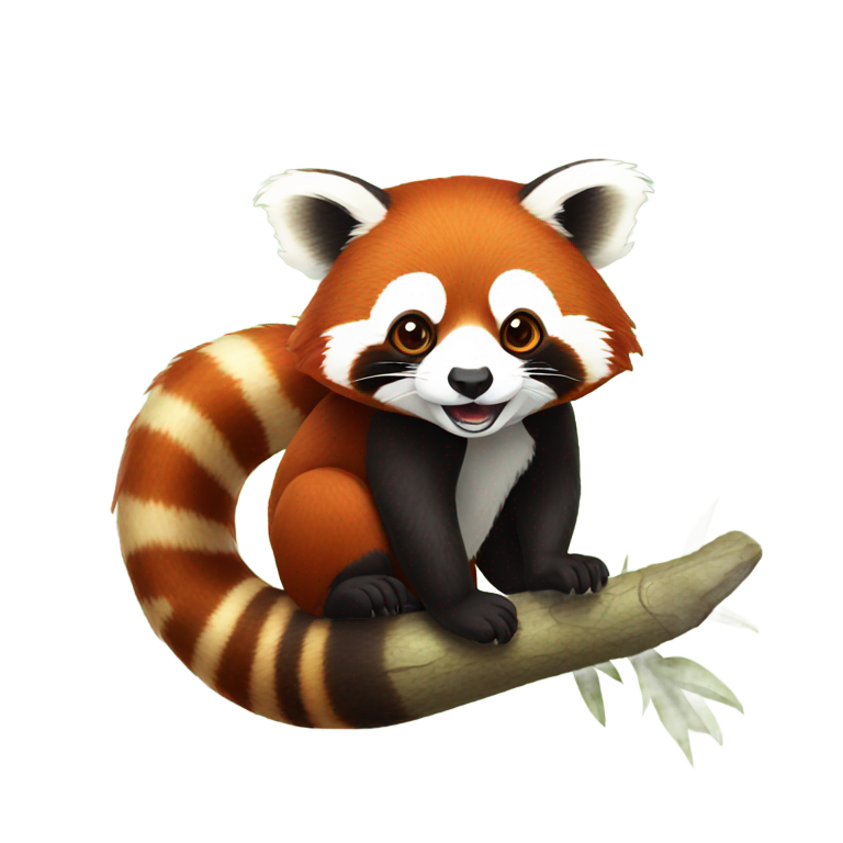 genmoji: red panda with a lemur talking