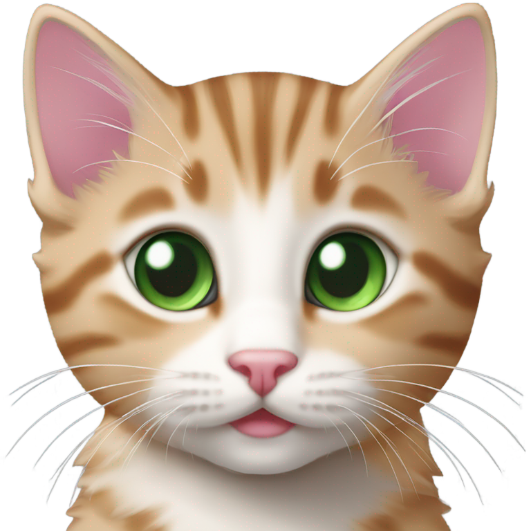 genmoji: grey ginger tabby kitten with green eyes and pink nose