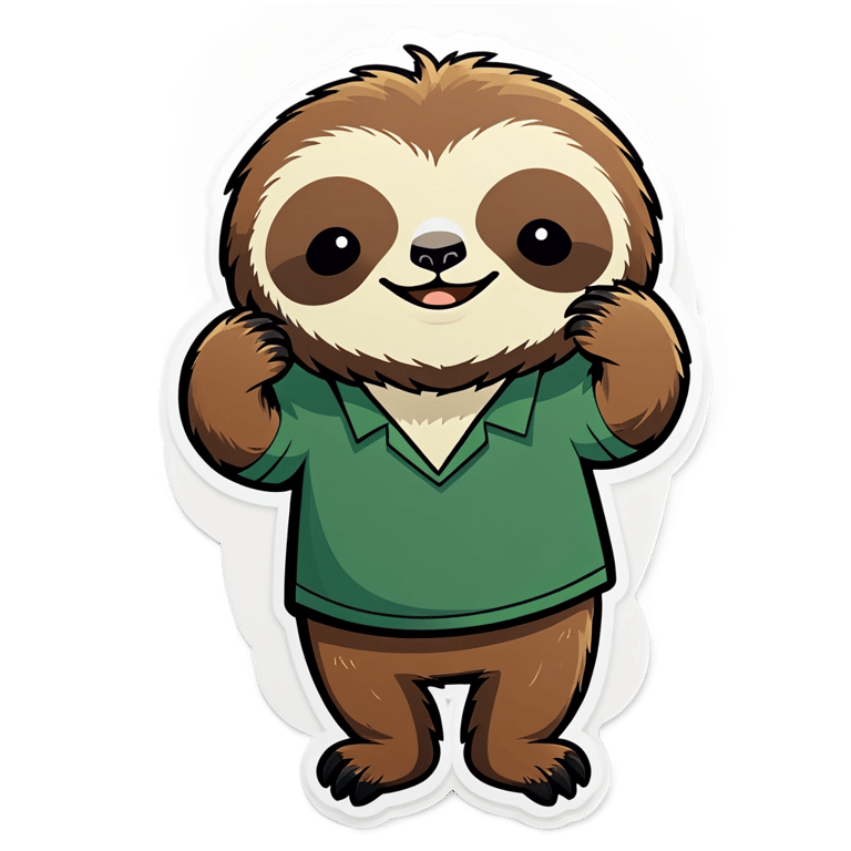 絵文字：緑のシャツを着たナマケモノ