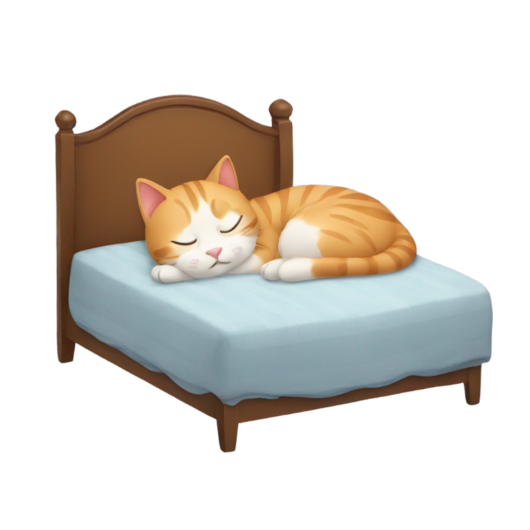 genmoji : Le chat dort dans le lit.
