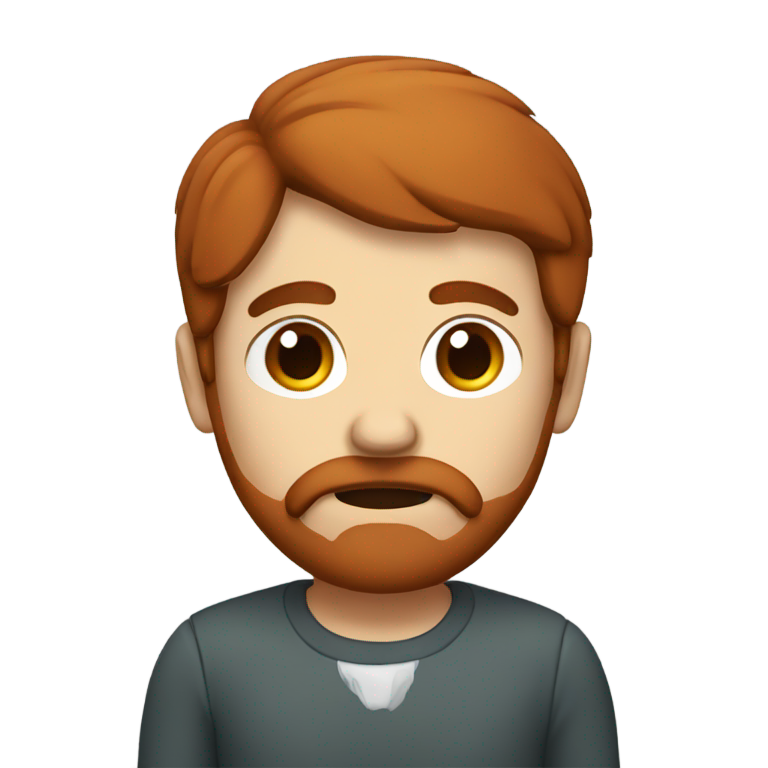 genmoji : Personne malade avec des cheveux roux-bruns, une petite moustache et une petite barbe.