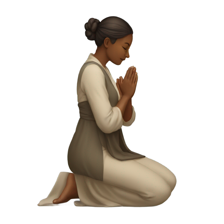 genmoji：女士跪下祈祷的侧面照