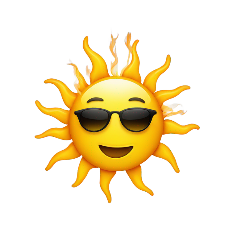 genmoji：太阳戴着墨镜嘴里叼着点燃的香烟