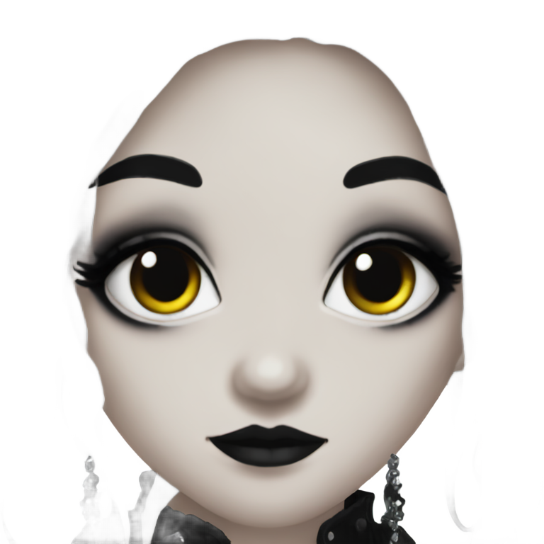 genmoji : Femmes gothiques avec maquillage gothique et cheveux noirs, très jolies