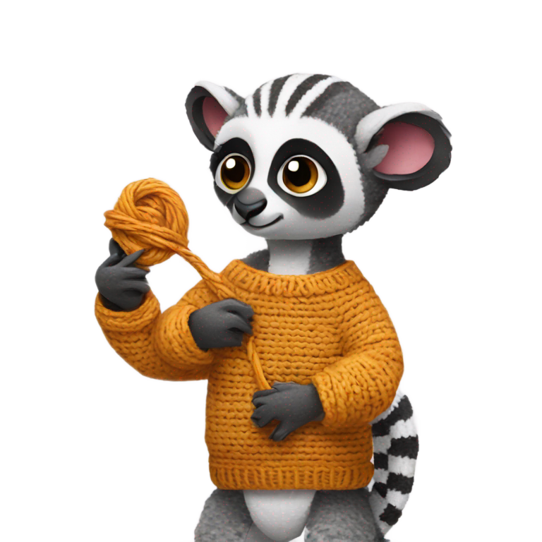 genmoji: Lemur crocheting a sweater