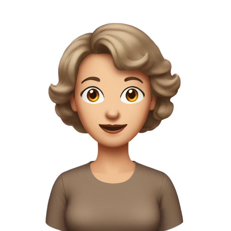 genmoji: Older woman in the 50s no glasses dressed in a nice t shirt brown bob cut