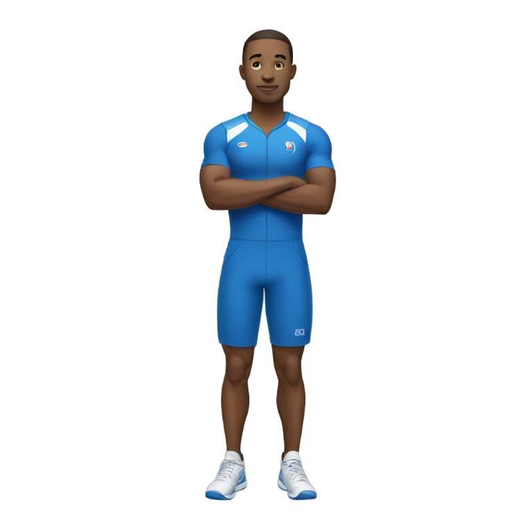 genmoji：身穿蓝色连体服的运动员