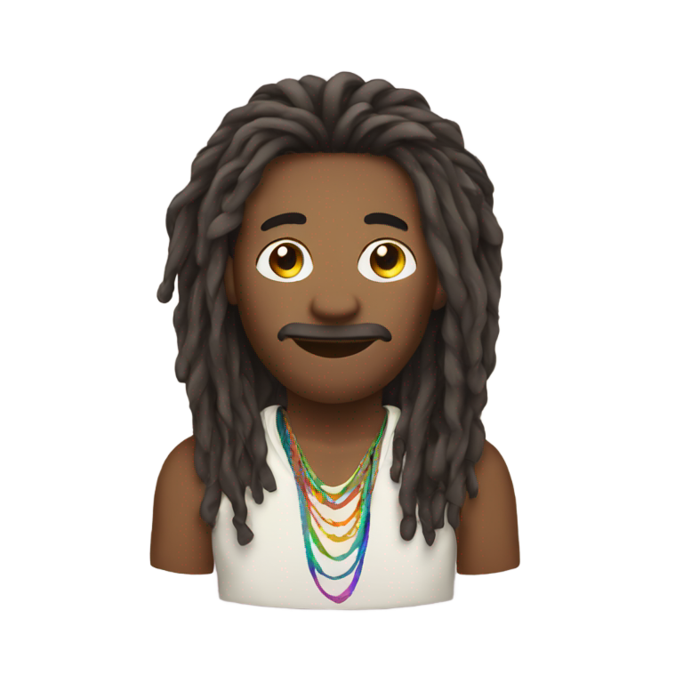 genmoji: A gay dreadlock wearing hippie