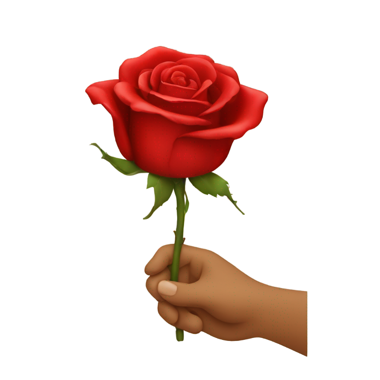 genmoji: tan brown hand holding a red rose