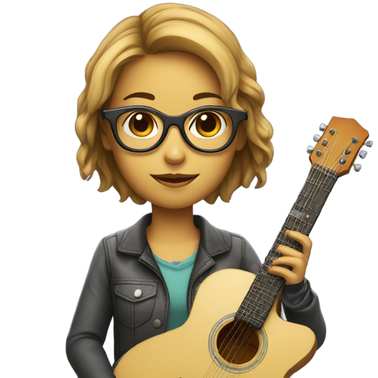 genmoji：戴眼镜的程序员女孩和吉他